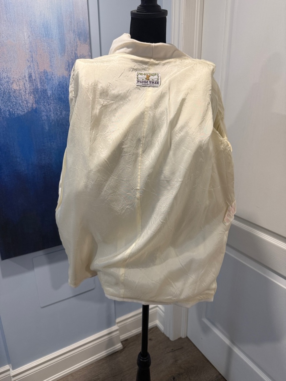 Vintage Women's Cream Single-Button Blazer-Faux Linen - Picture 6 of 8